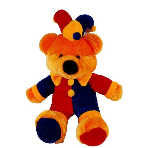 Ganz Orange Bear Plush Jester Clown Outfit Stuffed Animal 12" - Picture 1 of 4